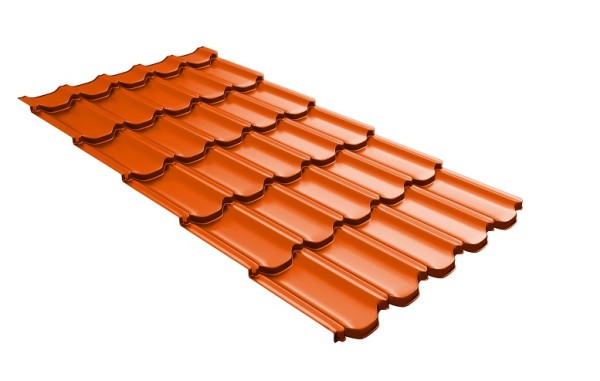 Металлочерепица квинта плюс с 3D резом 0,45 PE RAL 2004 оранжевый купить в Сухом Логу