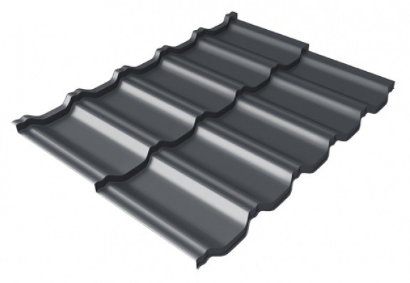 Металлочерепица модульная Квинта Uno Grand Line c 3D резом 0,5 Satin Мatt RAL 7024 мокрый асфальт купить в Сухом Логу
