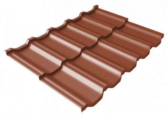 Металлочерепица модульная Квинта Uno Grand Line c 3D резом 0,5 Satin Мatt RAL 8004 терракота купить в Сухом Логу