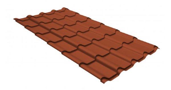 Металлочерепица камея GL 0,5 GreenCoat Pural RR 750 кирпично-красный (RAL 8004 терракота) купить в Сухом Логу
