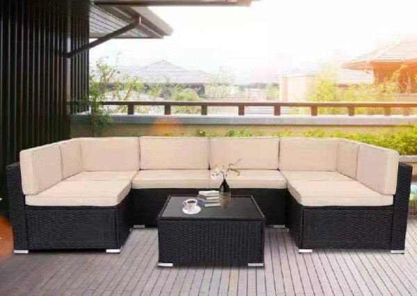 Диван-Трансформер AFINA модульный плетеный из иск. ротанга YR822_Black/Beige купить в Сухом Логу