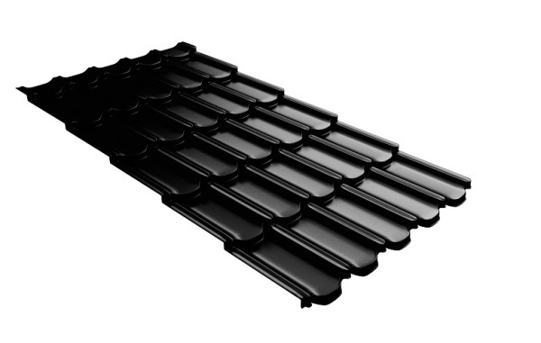 Металлочерепица квинта плюс с 3D резом 0,5 GreenСoat Pural Matt RR 33 черный (RAL 9005 черный) купить в Сухом Логу
