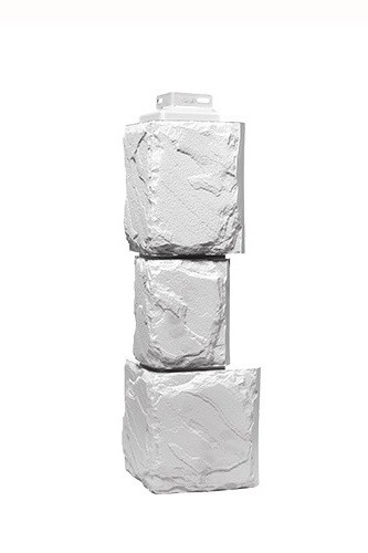 Угол наружный «Камень крупный»  Мелованный белый купить в Сухом Логу